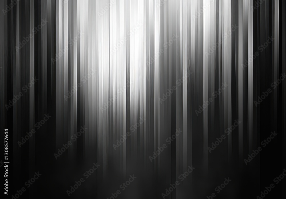 Elegant Black and White Vertical Stripes Displaying Motion and Depth in an Abstract Background with Soft Light and Gradual Transition