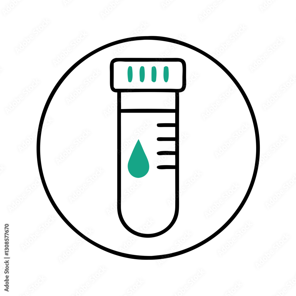 Test tube with a drop of liquid, blood test Test tube with a drop of liquid, blood test