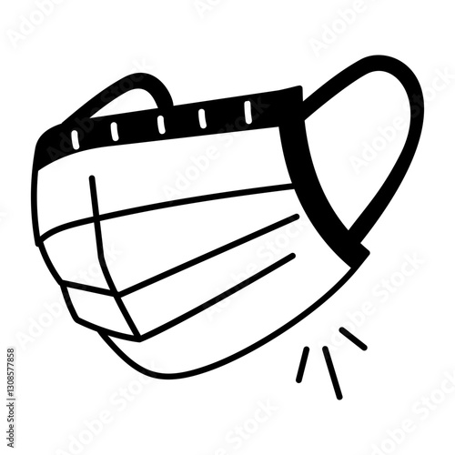 A hand drawn icon of face mask 
