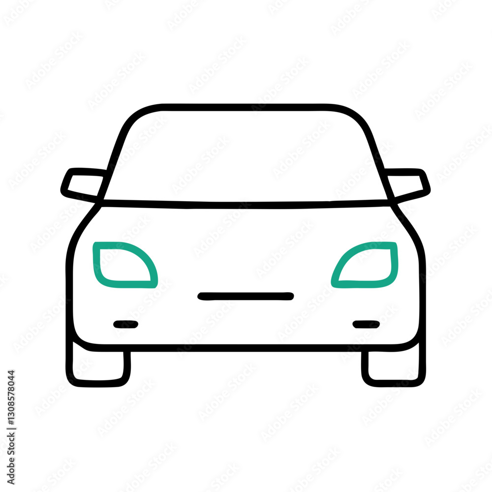 Simple line drawing of a front view car Simple line drawing of a front view car