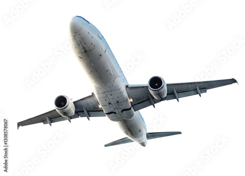 airplane underside plane view aircraft below jet from below underside of a plane flying plane airplane up plane in flight jet ascending aircraft climb png  isolated in white.