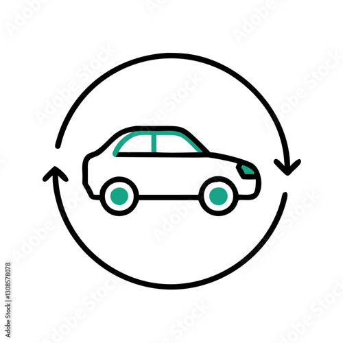 Car icon in a circular illustration, car rental, carsharing
