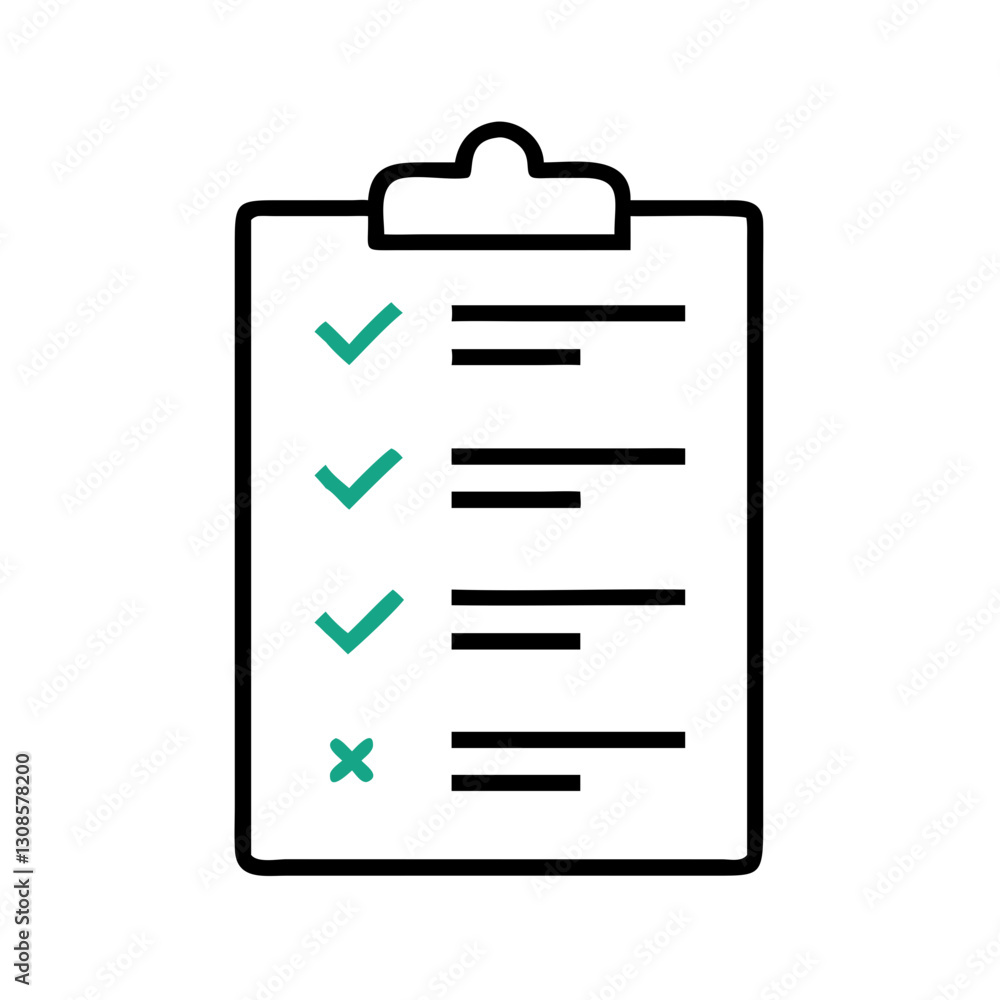 Outlined clipboard icon with checkmarks and crosses, representing task completion, checklist validation, user interface forms, and productivity tools
Outlined clipboard icon with checkmarks and crosses, representing task completion, checklist validation, user interface forms, and productivity tools