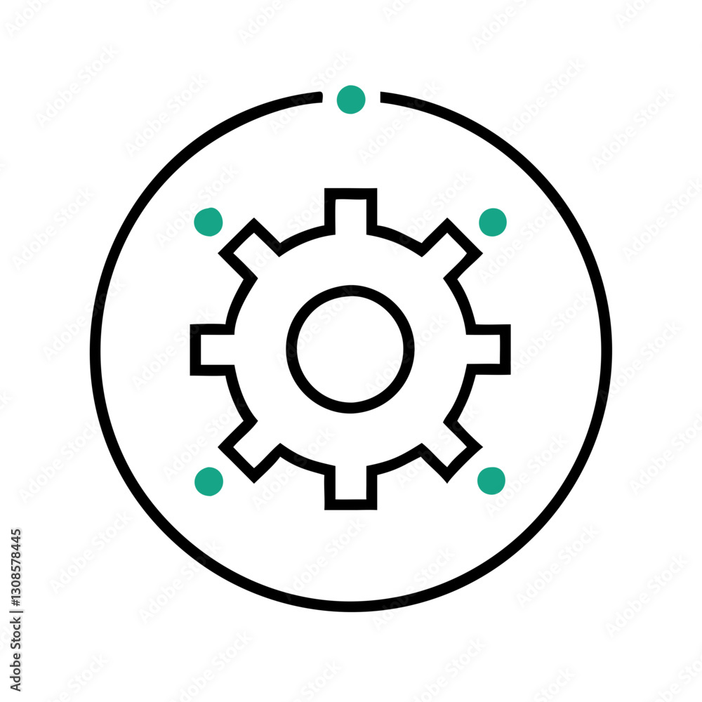 Abstract gear icon with teal accents Abstract gear icon with teal accents