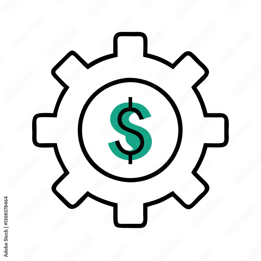 Dollar sign inside gear icon on white background Dollar sign inside gear icon on white background