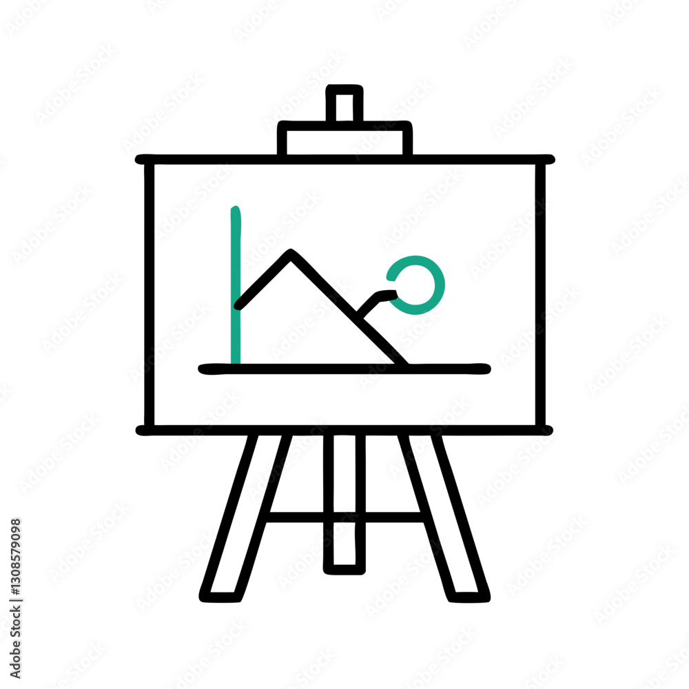 Abstract illustration of mountain landscape on an easel Abstract illustration of mountain landscape on an easel