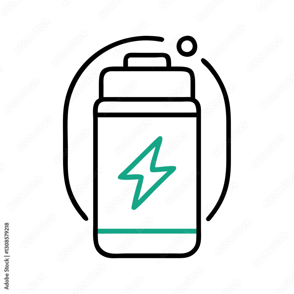 Battery icon with lightning symbol in minimalist design, charging station, charging gadgets Battery icon with lightning symbol in minimalist design, charging station, charging gadgets