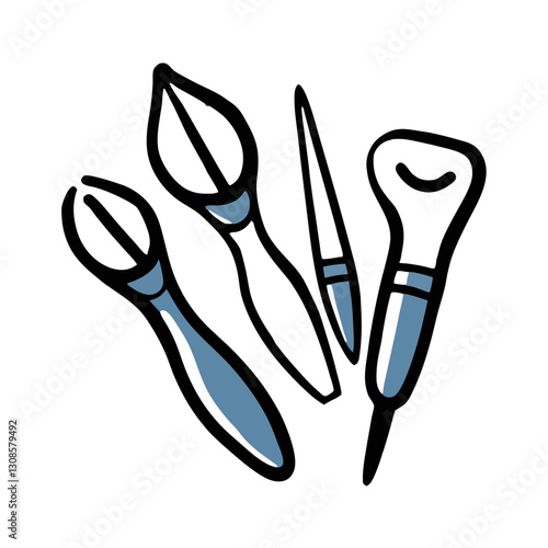 Hand-drawn sculpting and carving tools icon on white background.