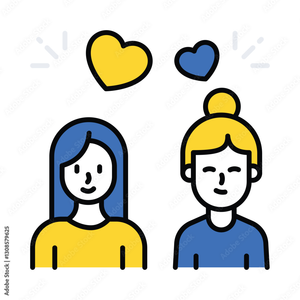 Girl Friends vector filled outline icon. EPS 10 file Girl Friends vector filled outline icon. EPS 10 file