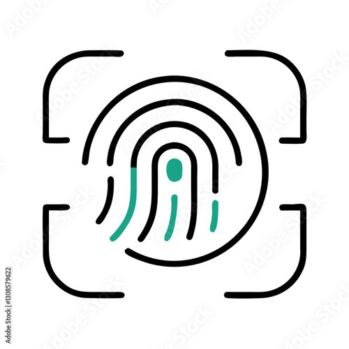 Fingerprint scan icon on minimalist background, fingerprint login, biometric data, biometrics