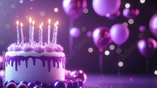 Wallpaper Mural Vibrant purple birthday background with festive elements Torontodigital.ca