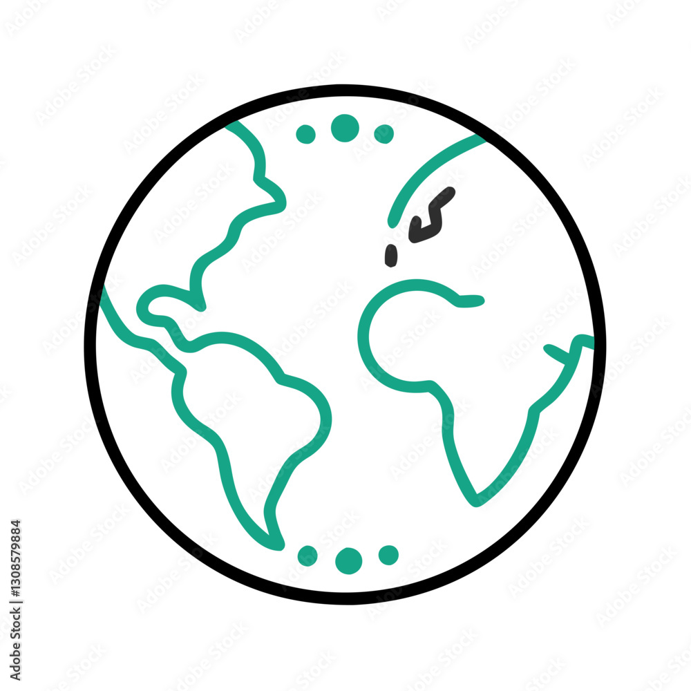 Illustration of a globe with simple line art design