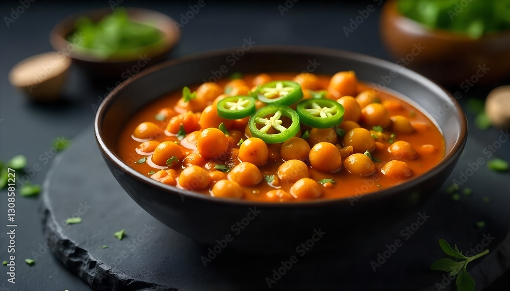 Delicious Chickpea Curry in a Bowl, Ready to Eat