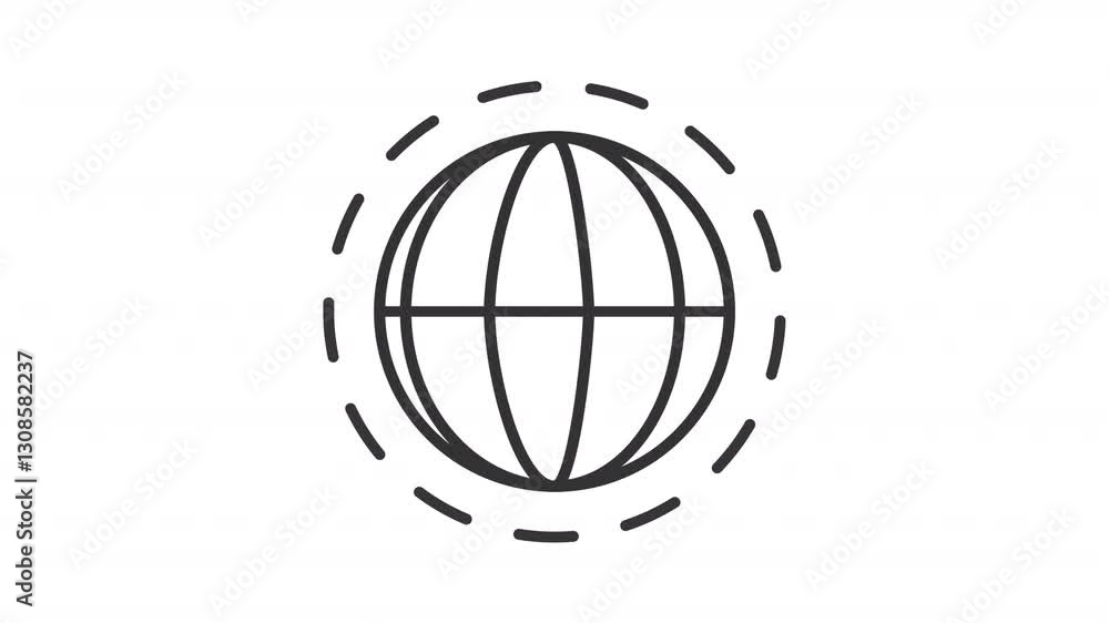 Atmosphere of Earth line animation. Ozone layer animated icon. Protective function. Environmental science. Black illustration on white background. HD video with alpha channel. Motion graphic