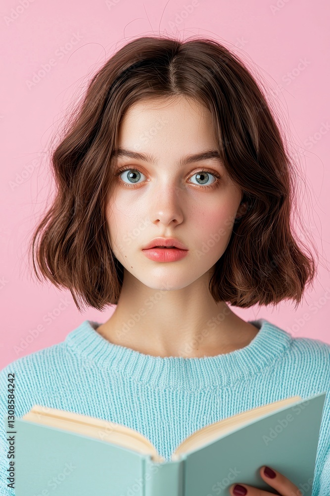 Portrait of a Young Woman with Freckles Reading a Book Portrait of a Young Woman with Freckles Reading a Book