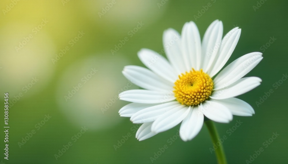 Fototapeta premium Single white daisy, vibrant yellow center, pristine petals , nature, elegant, illustration