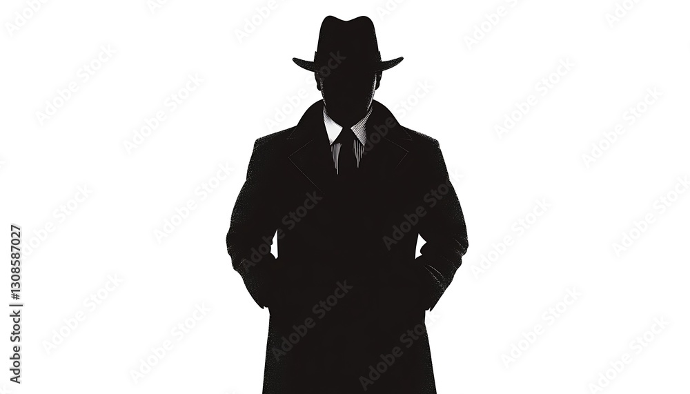 Man in Fedora, Silhouette Style Man in Fedora, Silhouette Style