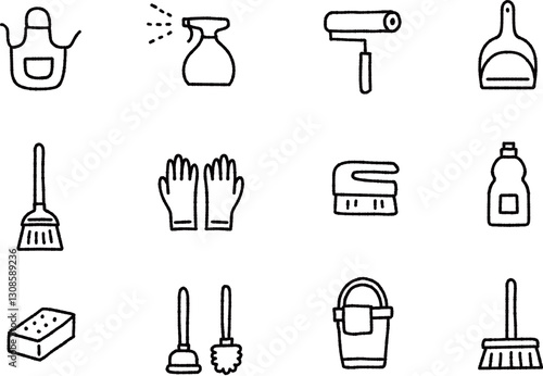 かわいい掃除用品のアイコン