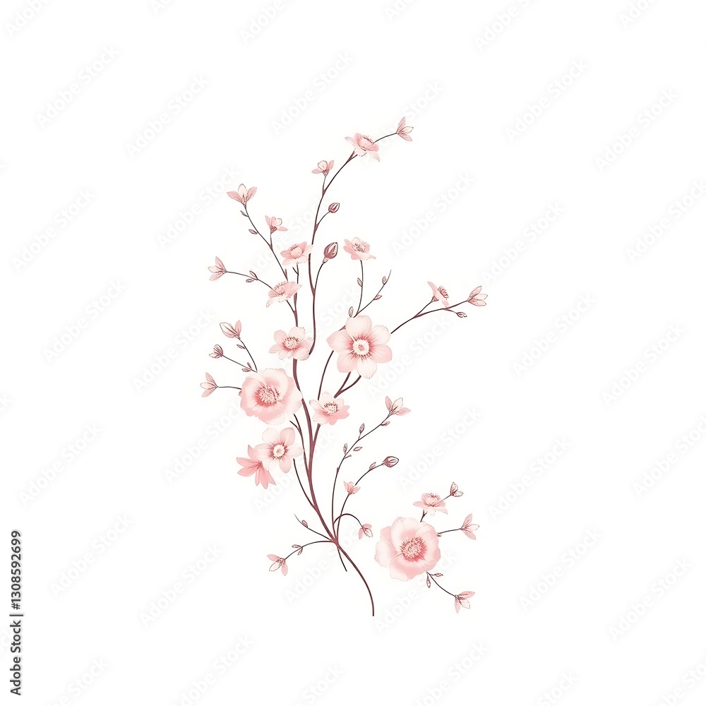 Fototapeta premium Elegant Floral T-Shirt Print Design on White Background