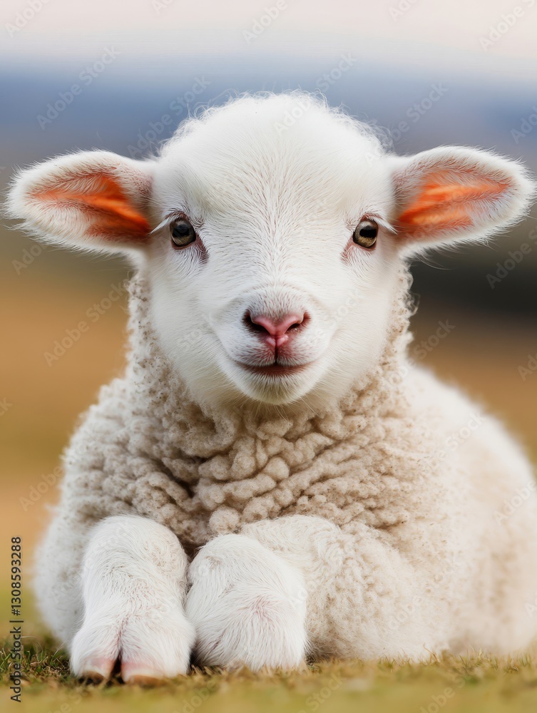Fototapeta premium lamb with a whole in its side, the focus of the image is on the lamb.