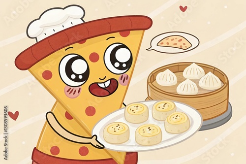 restaurant food items offer to customers by cute cartoons 