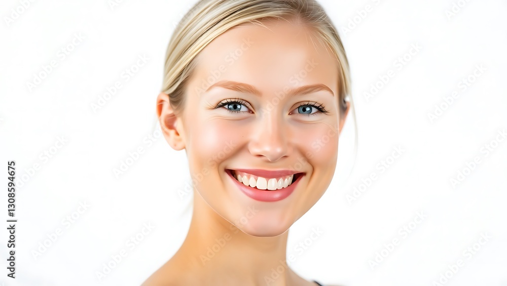 Happy Blonde European Woman Posing on White Background | Generative AI Portrait Happy Blonde European Woman Posing on White Background | Generative AI Portrait