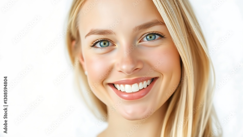 Happy Blonde European Woman Posing on White Background | Generative AI Portrait Happy Blonde European Woman Posing on White Background | Generative AI Portrait