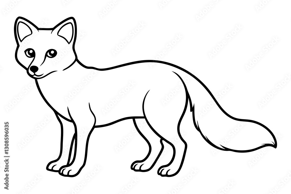 Elegant Arctic Fox Outline Elegant Arctic Fox Outline