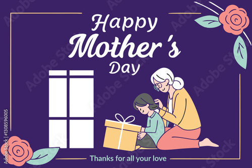 A heartwarming Mother's Day illustration featuring a grandmother and grandchild