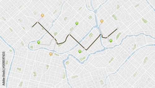 Flexible charging solutions, public charging for electric vehicles. Public charging stations available along route. Select the most convenient route to drive back home. Vector illustration