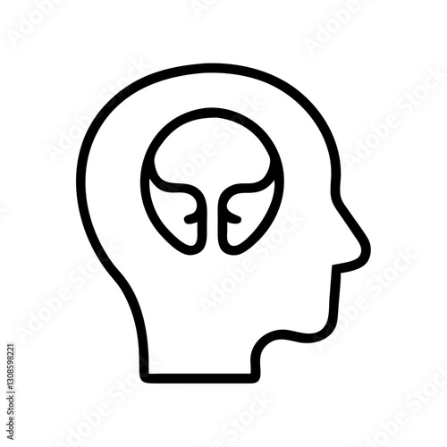 Minimalist brain and head icon symbolizing intelligence and thinking