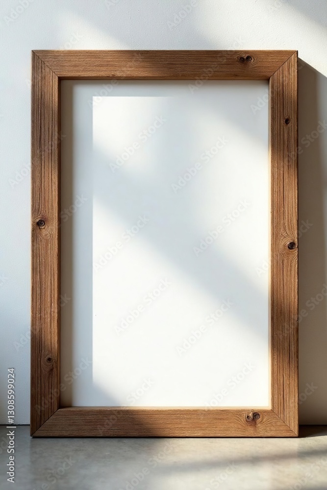 Rustic wooden frame, blank canvas Simple, elegant design , vintage, empty, natural Rustic wooden frame, blank canvas Simple, elegant design , vintage, empty, natural