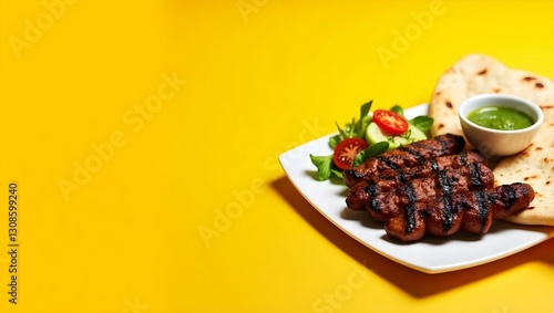 Wallpaper Mural a flavorful grilled kebab platter served with soft naan bread and a side of fresh salad offering a rich and aromatic dining experience, ideal for middle eastern cuisine photography	 Torontodigital.ca