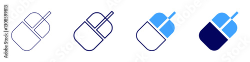 Mouse click latency icon in 4 different styles. Thin Line, Line, Bold Line, Duotone. Duotone style. Editable stroke