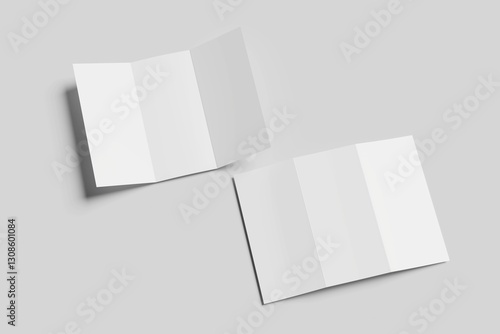 A4 Trifold Paper Brochure Mockup Flying With Shadow
