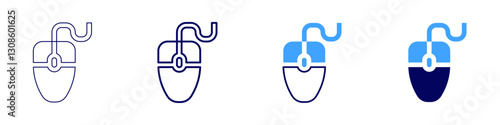 Mouse polling rate icon in 4 different styles. Thin Line, Line, Bold Line, Duotone. Duotone style. Editable stroke