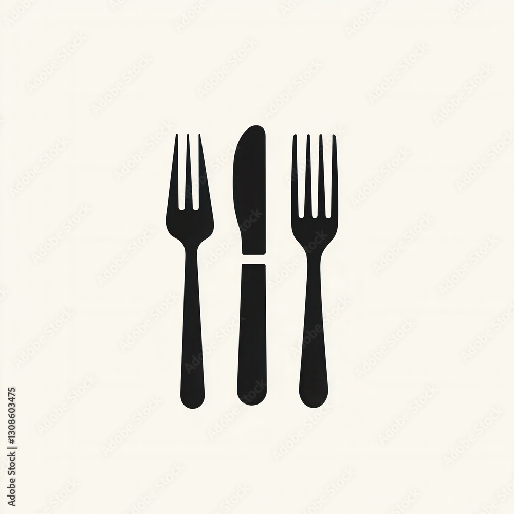 Elegant minimalist cutlery logo featuring a knife and simple fork design ideal for modern dining experiences and branding opportunities Elegant minimalist cutlery logo featuring a knife and simple fork design ideal for modern dining experiences and branding opportunities