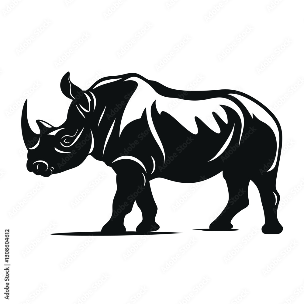 Fototapeta premium black silhouette of a rhinoceros