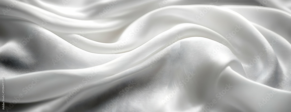 White silk fabric, soft folds, elegant texture, background design White silk fabric, soft folds, elegant texture, background design