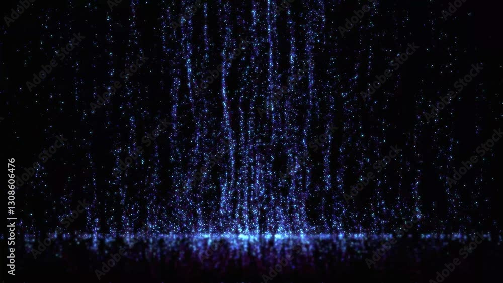 Streams of blue particles move upward against a dark background. The particles create a glow and flicker effect. Streams of blue particles move upward against a dark background. The particles create a glow and flicker effect.