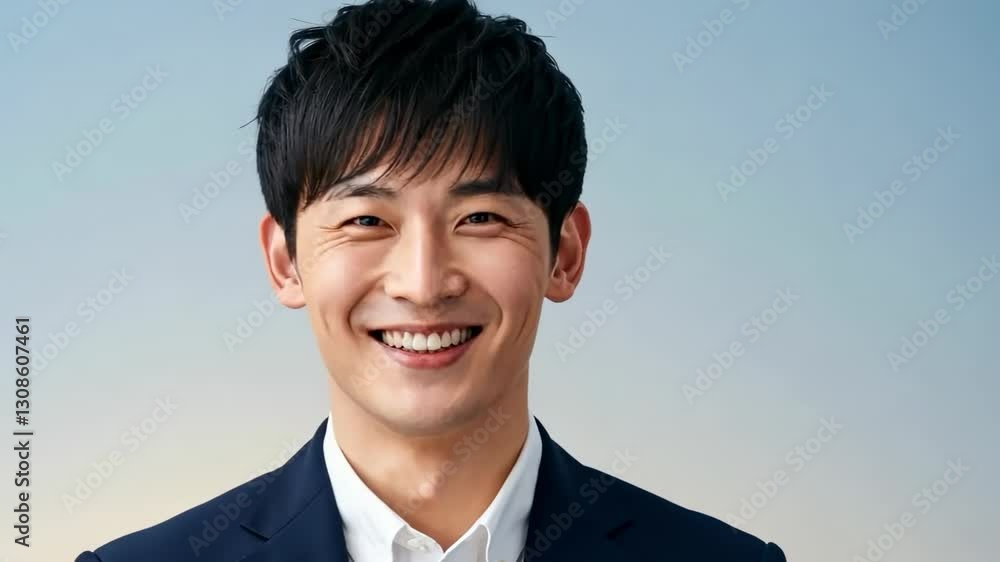 Confident smiling man in a suit experiencing joyful transformation with bright background Confident smiling man in a suit experiencing joyful transformation with bright background