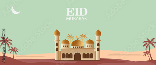 greeting cards banner Ramadan and Eid background with copy space,Eid Al-Fitr Mubarak, Ramadan Kareem slamic Style night Background Collection Set with green,blue,purple,yellow color Arabic Ornaments