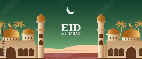 greeting cards banner Ramadan and Eid background with copy space,Eid Al-Fitr Mubarak, Ramadan Kareem slamic Style night Background Collection Set with green,blue,purple,yellow color Arabic Ornaments