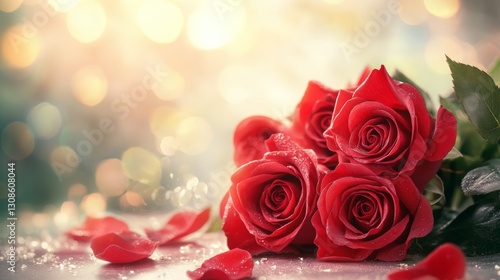 Mother's day message with red roses and soft bokeh background