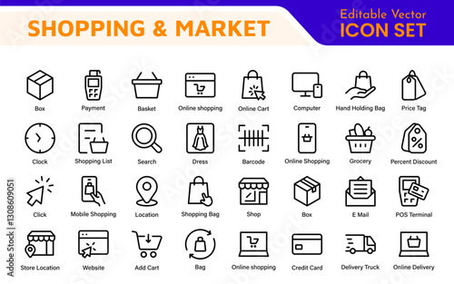 Shopping Cart Icons Set. Vector Icons for Retail, Online Shopping, E-commerce, Checkout, and Shopping Experience