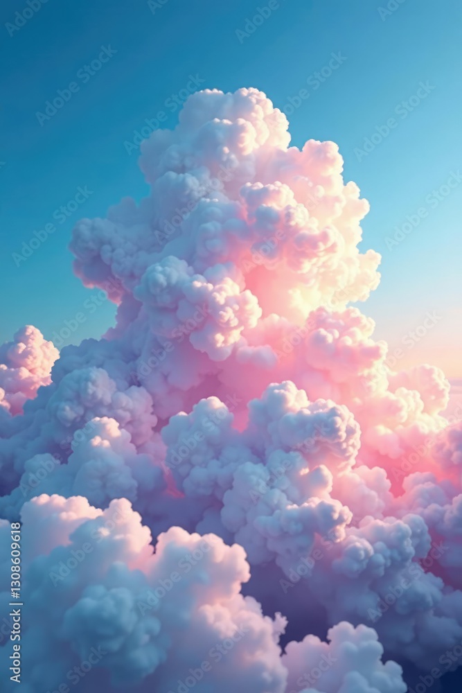 Dreamy, surreal clouds with a blend of blues and pinks, whimsical, misty, cloudy