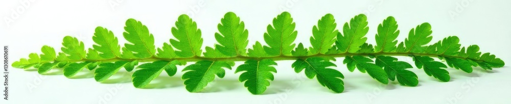 Fototapeta premium Fresh ferns with veins and texture isolated on a white surface, nature, green, ferns