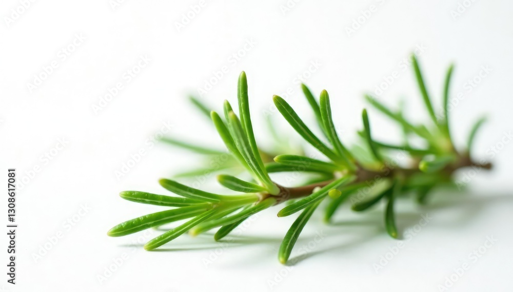 Fototapeta premium Sprig of fresh rosemary against white background, herb, leafy greens