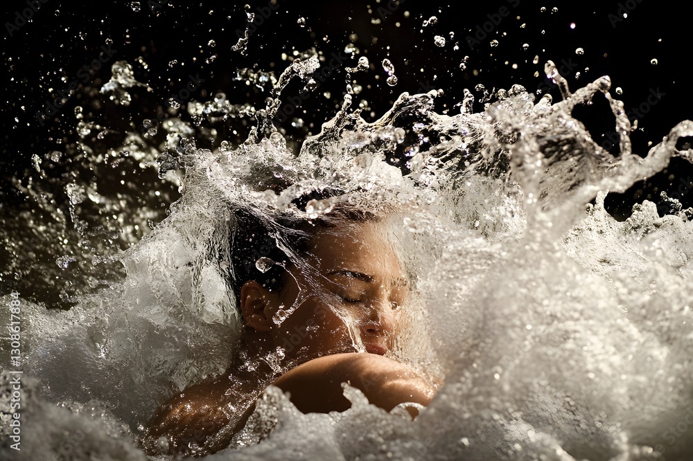 Fototapeta premium Elegant water splash image illustration, giving a fresh and cool visual effect
