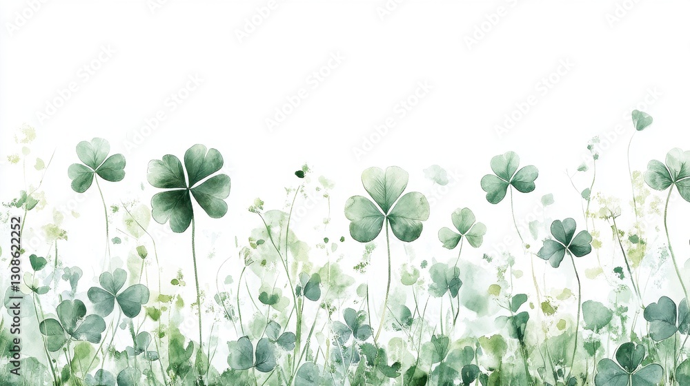 Watercolor clover isolated on white background, Lucky clover leaves with four leaf,Clover flowers background,Patricks day watercolor clipart,Spring flower pattern,St. Patrick s day seamless pattern. Watercolor clover isolated on white background, Lucky clover leaves with four leaf,Clover flowers background,Patricks day watercolor clipart,Spring flower pattern,St. Patrick s day seamless pattern.